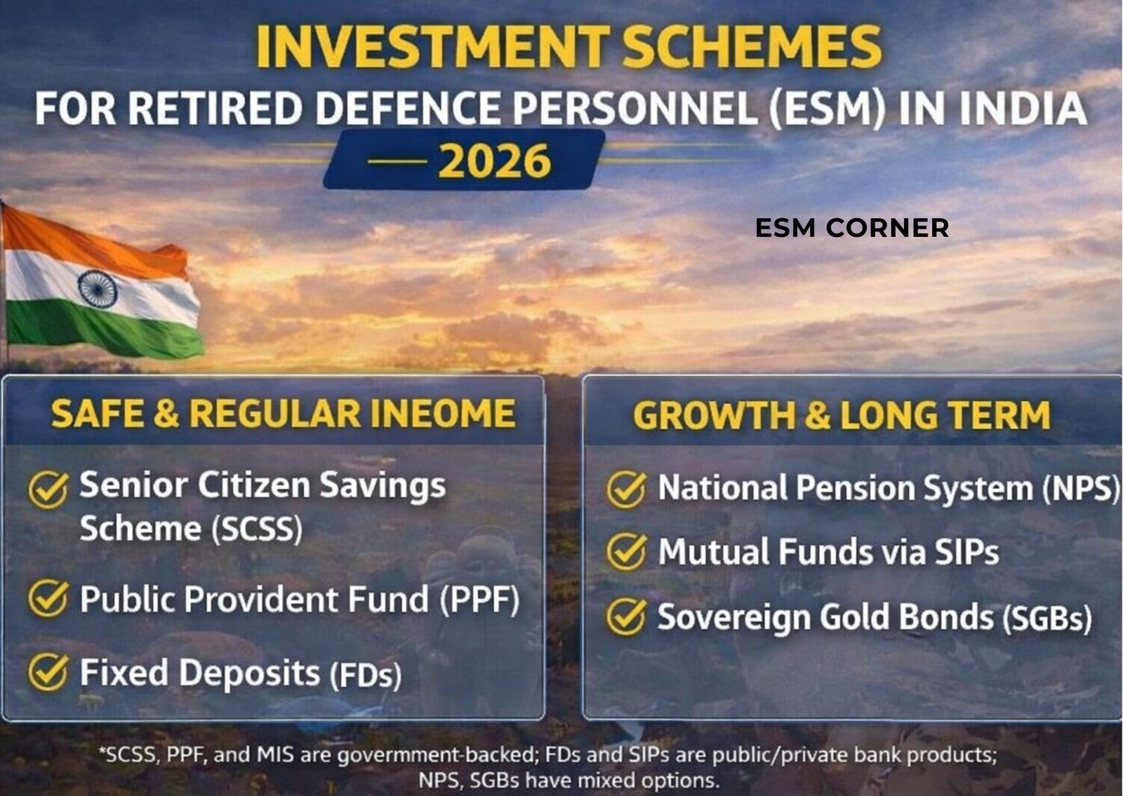 esm corner safe saving and investment schemes for veteran 2026